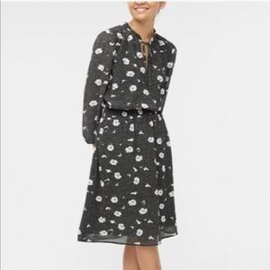 J.Crew factory black and white floral long sleeve dress